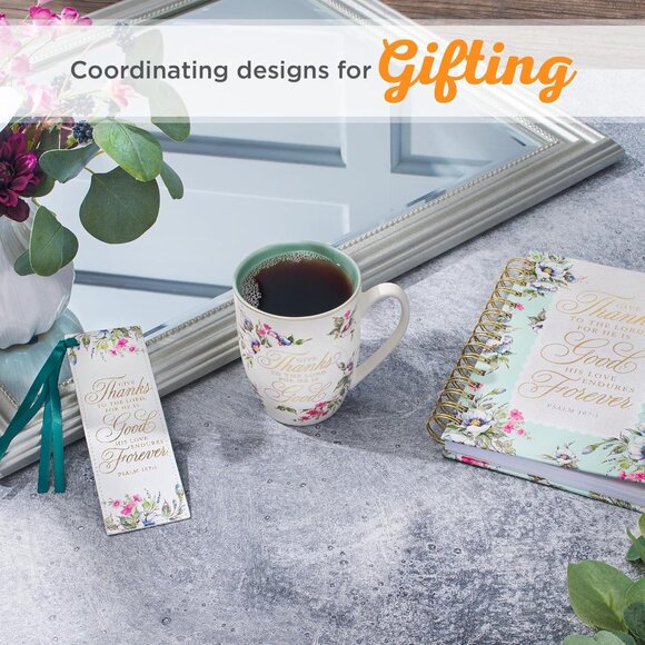 Ceramic Novelty Scripture Coffee & Tea Mug for Women: Give Thanks Inspirational - Picture 5 of 6